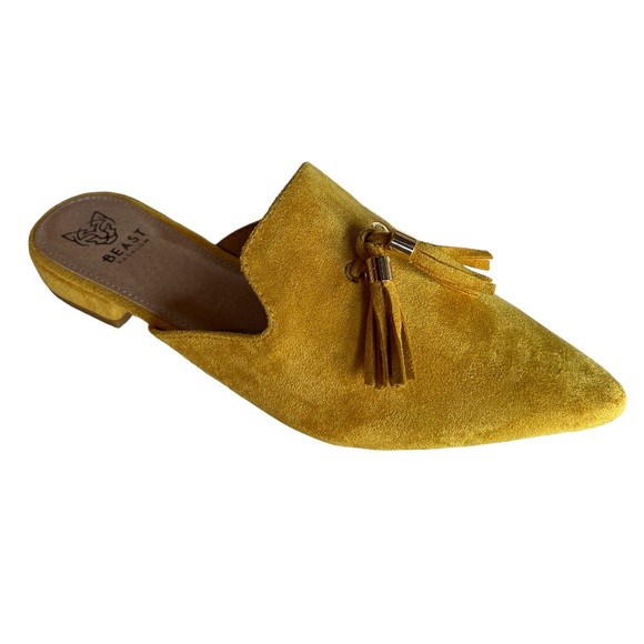Beast Fashion Gem-01 Suede Pointed Toe Slip On Tassels Flat Loafer Mules - Picture 8 of 8
